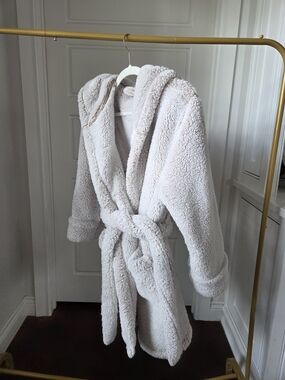 Sonoma Plush Hooded Bathrobe in Light Beige